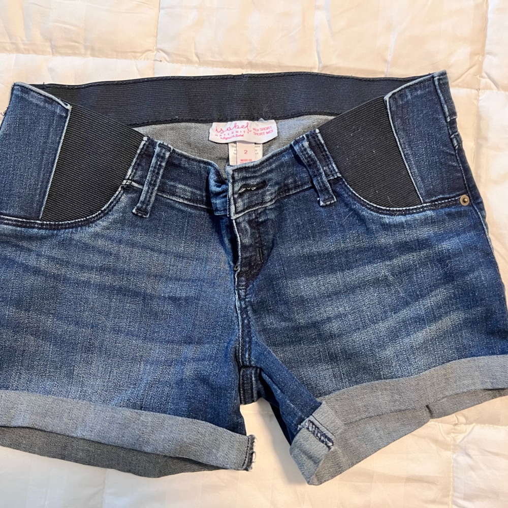 Denim maternity shorts. Size 2